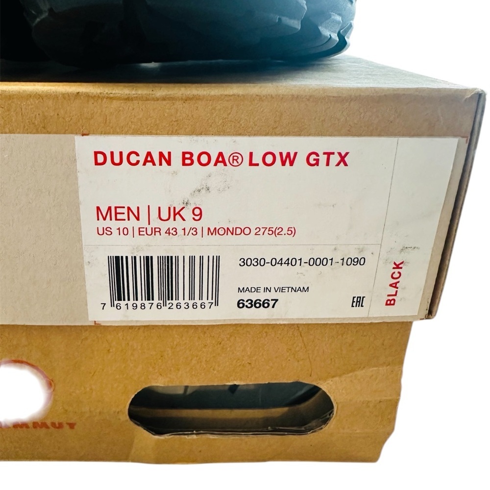 Mammut Ducan Boa Low GTX Men's Trail Shoes - Black US 10 RARE! NIB! - Picture 3 of 14